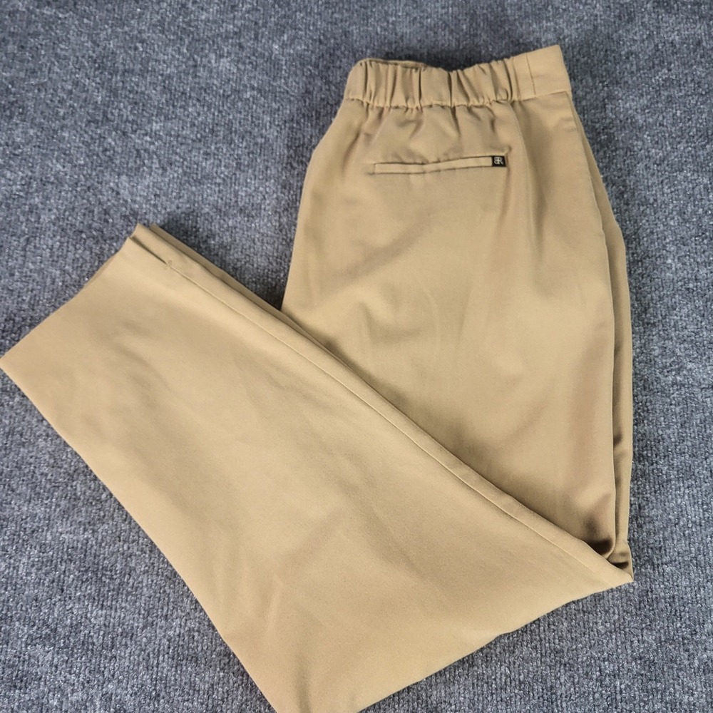Banana Republic Womens Khaki Tan Tapered Ankle Trousers Size 12 Elastic Back